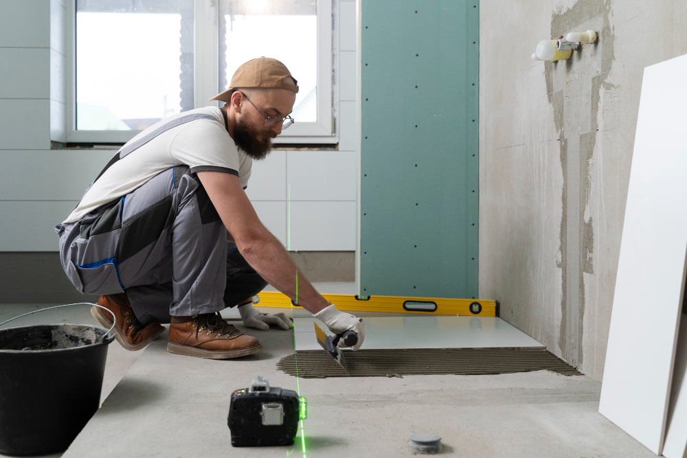 tiler working renovation apartment 1