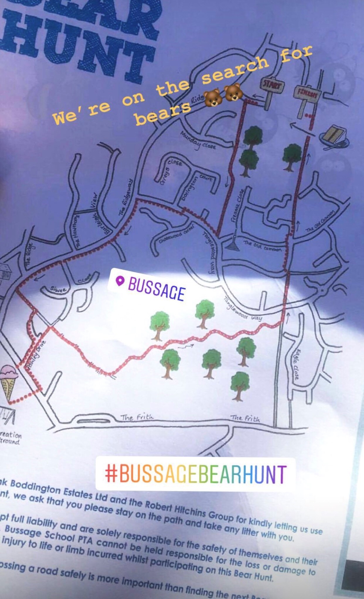 Map of the Bussage Bear Hunt route