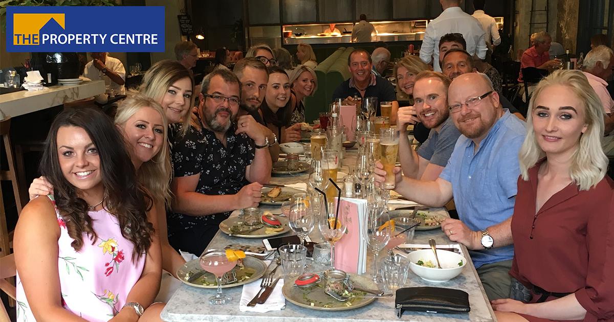 Amelia Walker, Danielle Bazeley, Kaylee-Ann Dimond, James Ellson, James Morgan, Georgie Buck, Gemma Davis, Jodie Riddel, Stuart Nash, Leon Holder, Wendy Worger, Simon Trippett, Mike Burtenshaw, John Williams and Veronika Kanepe enjoying their top performers lunch at Brasserie Blanc in Cheltenham.