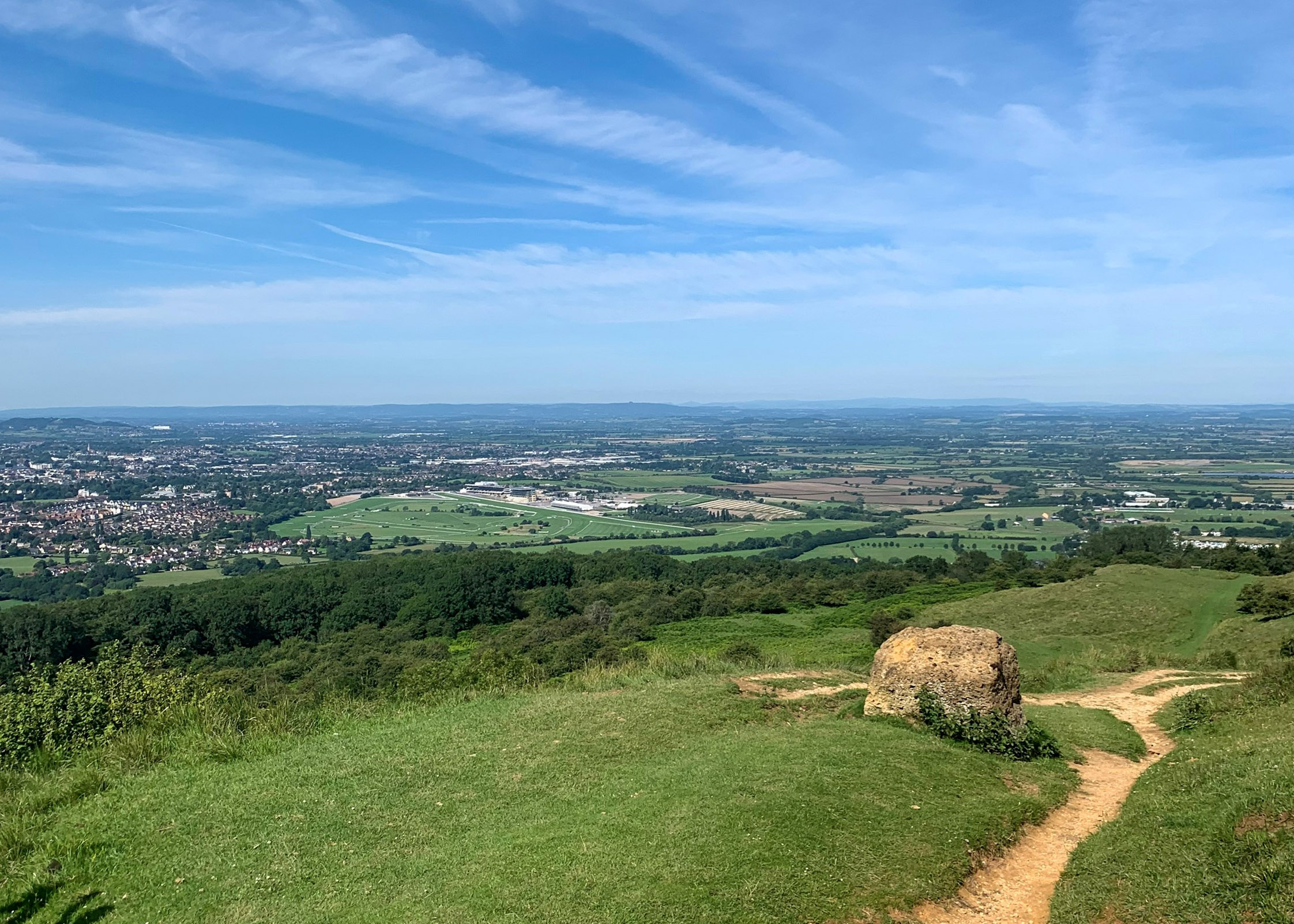 View from Cleeve hill looking down onto racecourse